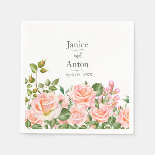 Blush Pink Botanical Wedding Napkin