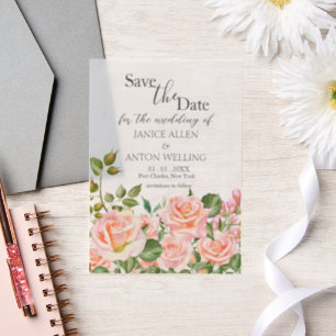 Blush Pink Botanical Wedding Save the Date Vellum Invitations