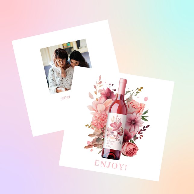 Blush Pink Bottle Floral Happy Mothers Day  Holiday Card (Creator Uploaded)