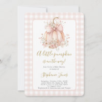 Blush Pink Bow A Little Pumpkin Baby Shower girl
