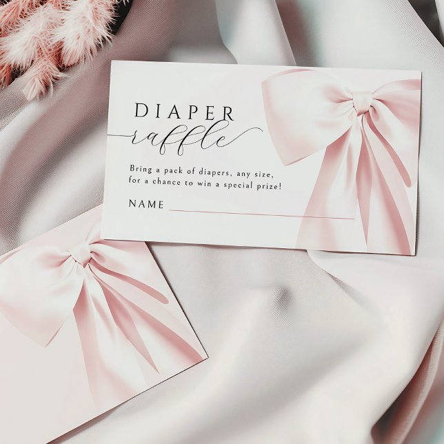 Blush Pink Bow Baby Shower Diaper Raffle 3,5x2" Enclosure Card (Creator Uploaded)