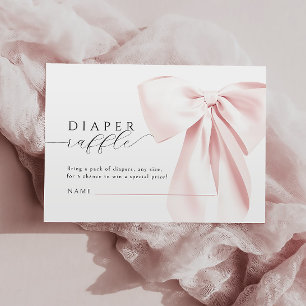 Blush Pink Bow Baby Shower Diaper Raffle Enclosure Card