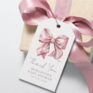 Blush Pink Bow Baby Shower  Gift Tags