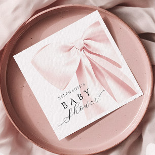 Blush Pink Bow Baby Shower Paper Napkins