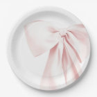 Blush Pink Bow Baby Shower Paper Plates