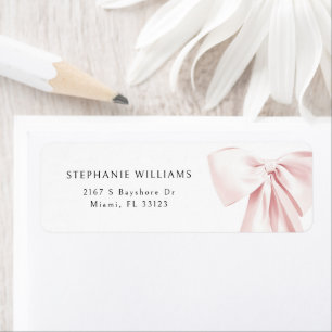 Blush Pink Bow Baby Shower return address Label