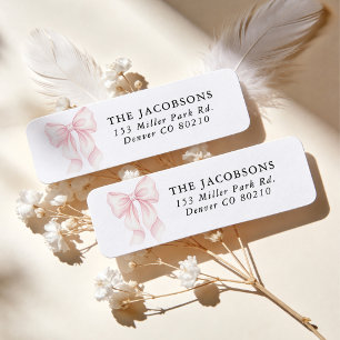 Blush Pink Bow Baby Shower Return Address Label