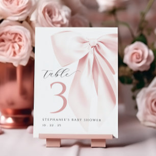 Blush Pink Bow Baby Shower Table Number
