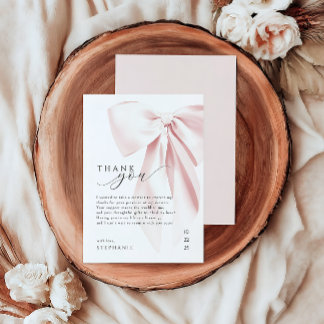 Blush Pink Bow Baby Shower Thank You Card