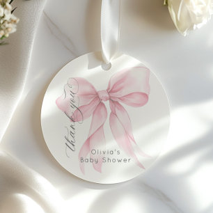 Blush pink Bow Baby shower Thank you Favour Tags