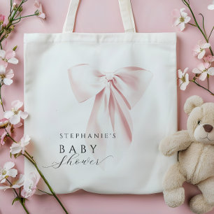 Blush Pink Bow Baby Shower Tote Bag