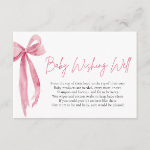 Blush Pink Bow Baby Wishing Well Baby Shower Enclosure Card