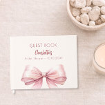 Blush pink bow beige cream Bridal Shower Guest Book<br><div class="desc">A beige,  cream background colour. Decorated with a large pink bow.  Personalise and add a name,  text.</div>