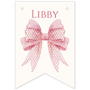 Blush Pink Bow Birthday Bunting