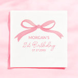 Blush Pink Bow Birthday Party Cute Name Napkin<br><div class="desc">Add a charming touch to your celebration with our Blush Pink Bow Birthday Party Cute Name Napkins. These adorable napkins feature a sweet blush pink background with a playful bow design, personalised with the birthday guest of honour's name for a unique touch. Crafted from high-quality, soft, and absorbent materials, they...</div>