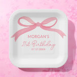 Blush Pink Bow Birthday Party Cute Name Paper Plate<br><div class="desc">Celebrate in style with our Blush Pink Bow Birthday Party Cute Name Paper Plates. These charming plates feature a blush pink background with a sweet bow design and customisable name, adding a personal touch to any birthday party. Made from sturdy, high-quality paper, they are perfect for serving cake, snacks, and...</div>