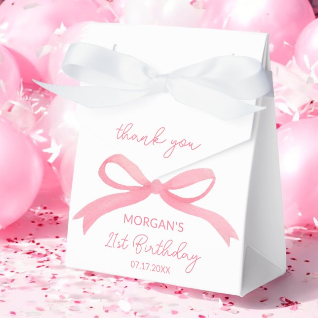 Blush Pink Bow Birthday Party Thank You Name Favour Box (Creator Uploaded)