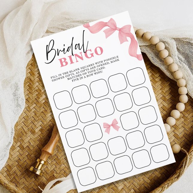 Blush Pink Bow Bridal Bingo Bridal Shower Game (Creator Uploaded)