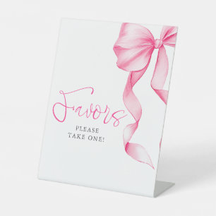 Blush Pink Bow Bridal Shower Favours Pedestal Sign
