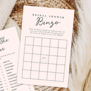 Blush Pink Bow Bridal Shower Gift Bingo Card