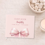 Blush pink bow Bridal Shower Guest Book<br><div class="desc">A blush pink background colour. Decorated with a large pink bow.  Personalise and add a name,  text.</div>
