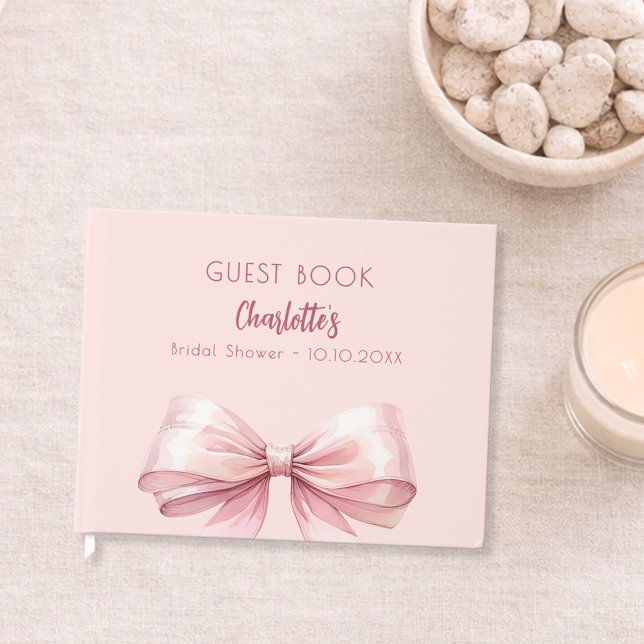 Blush pink bow Bridal Shower Guest Book (Creator Uploaded)