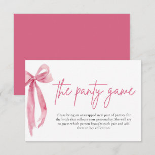 Blush Pink Bow Bridal Shower The Panty Game Cards
