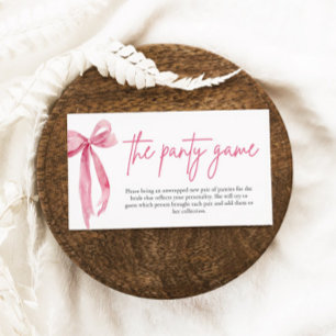 Blush Pink Bow Bridal Shower The Panty Game  Enclosure Card