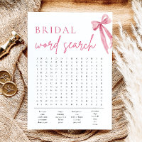 Blush Pink Bow Bridal Shower Word Search Game