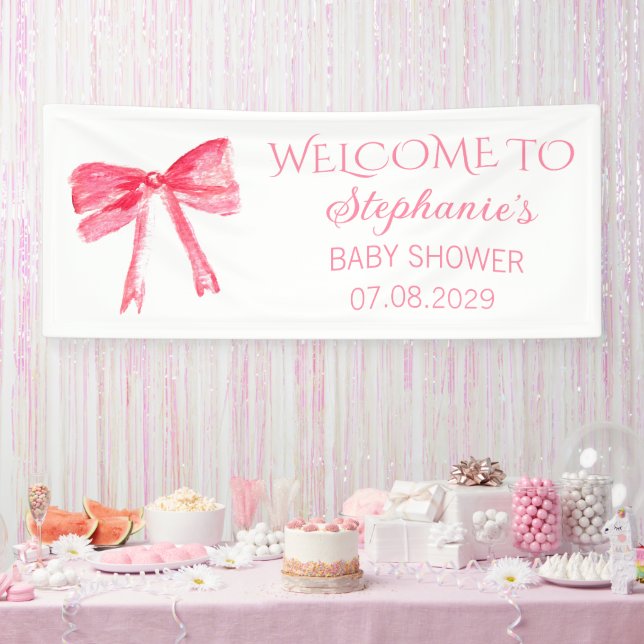 Blush Pink Bow Coquette Baby Shower Banner (Party)
