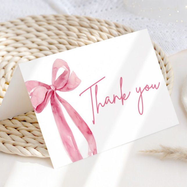 Blush Pink Bow Coquette Graduation Thank You Card (Creator Uploaded)