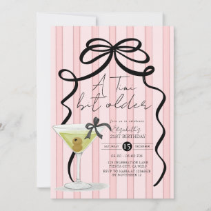 Blush Pink Bow Coquette Olive Martini Birthday Invitation