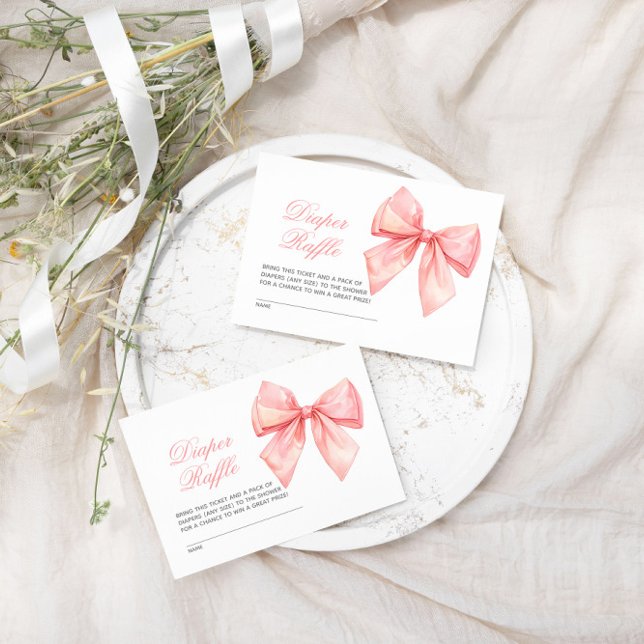 Blush Pink Bow Diaper Raffle Card (Creator Uploaded)