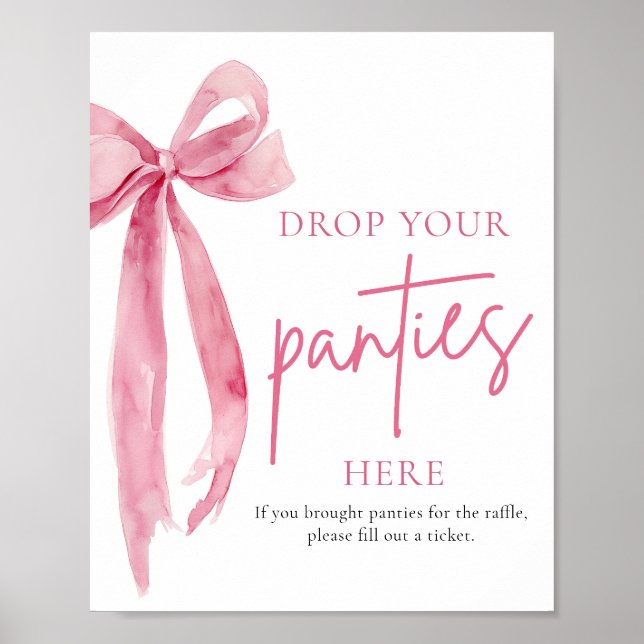 Blush Pink Bow Drop Your Panties Here Game Sign (Front)