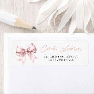 Blush Pink Bow Elegant Baby Shower Return Address Label