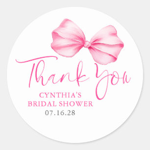 Blush Pink Bow Favors Thank You  Classic Round Sticker