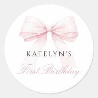 Blush Pink Bow First Birthday
