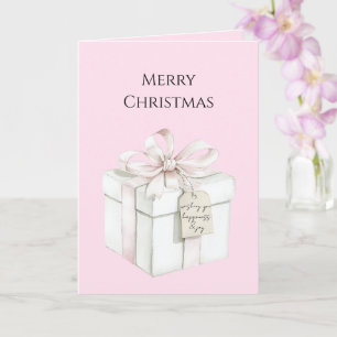 Blush Pink Bow Gift Christmas Card