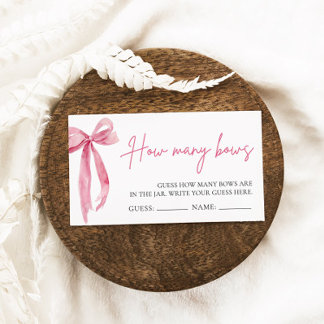 Blush Pink Bow Guess How Many Bows Game Enclosure Card