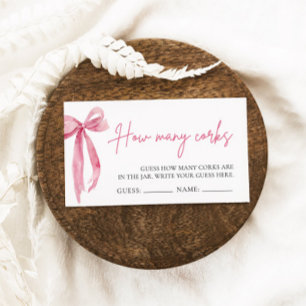 Blush Pink Bow Guess How Many Corks Game Enclosure Card