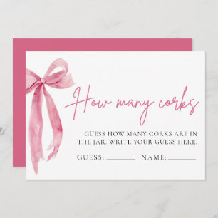 Blush Pink Bow Guess How Many Corks Game Invitation