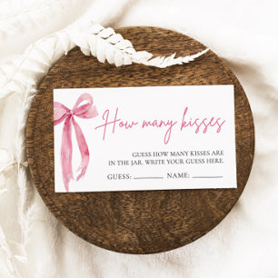 Blush Pink Bow Guess How Many Kisses Game Enclosure Card