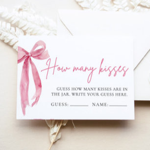 Blush Pink Bow Guess How Many Kisses Game Enclosure Card