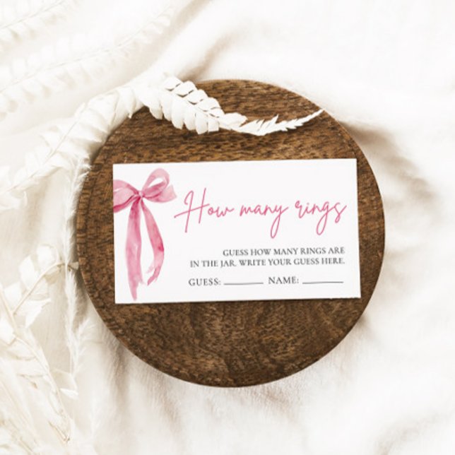 Blush Pink Bow Guess How Many Rings Game Enclosure Card (Creator Uploaded)