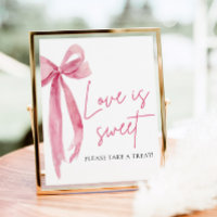 Blush Pink Bow Love is Sweet Treat Favour Sign