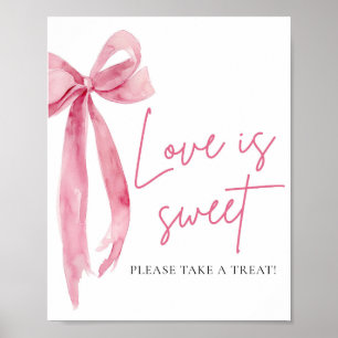 Blush Pink Bow Love is Sweet Treat Favour Sign
