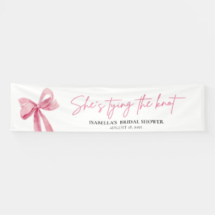 Blush Pink Bow She's Tying the Knot Bridal Shower Banner