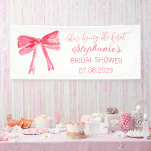 Blush Pink Bow She's tying the knot Bridal Shower Banner