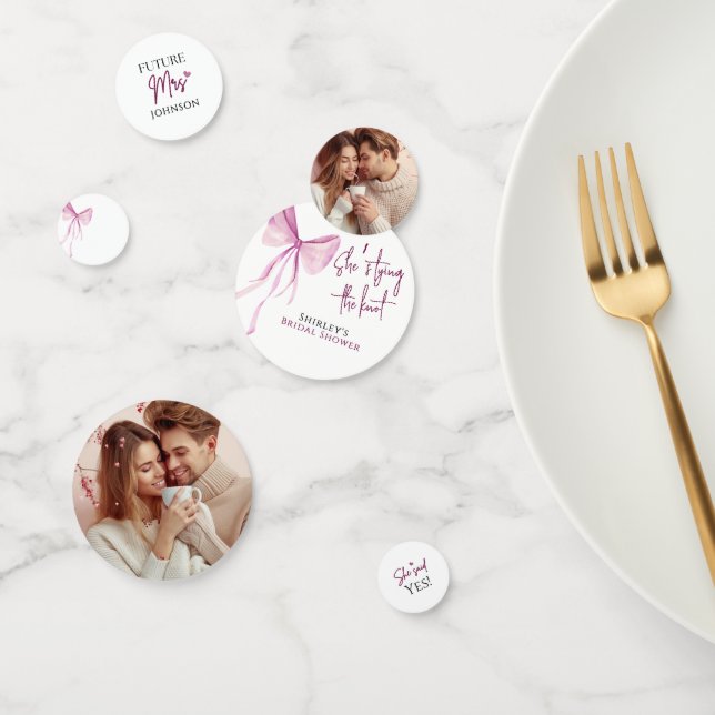 Blush Pink Bow She's Tying the Knot Bridal Shower Confetti (Group)