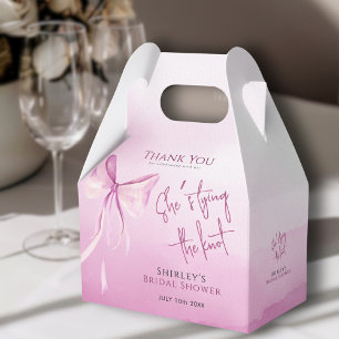 Blush Pink Bow She's Tying the Knot Bridal Shower Favour Box